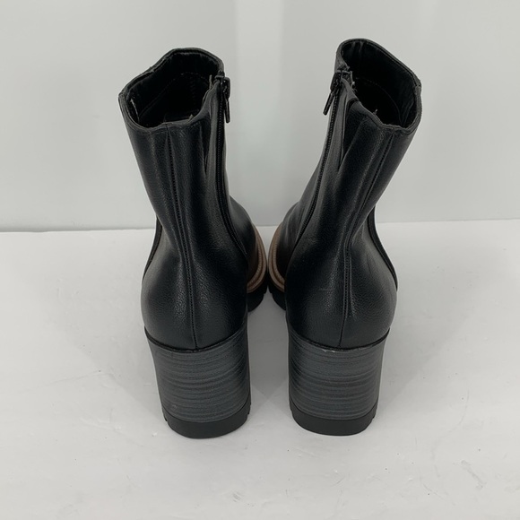 MIA Nathan Moto chunky ankle boot black platform lug shoe vegan zipper 9.5 - Picture 4 of 5